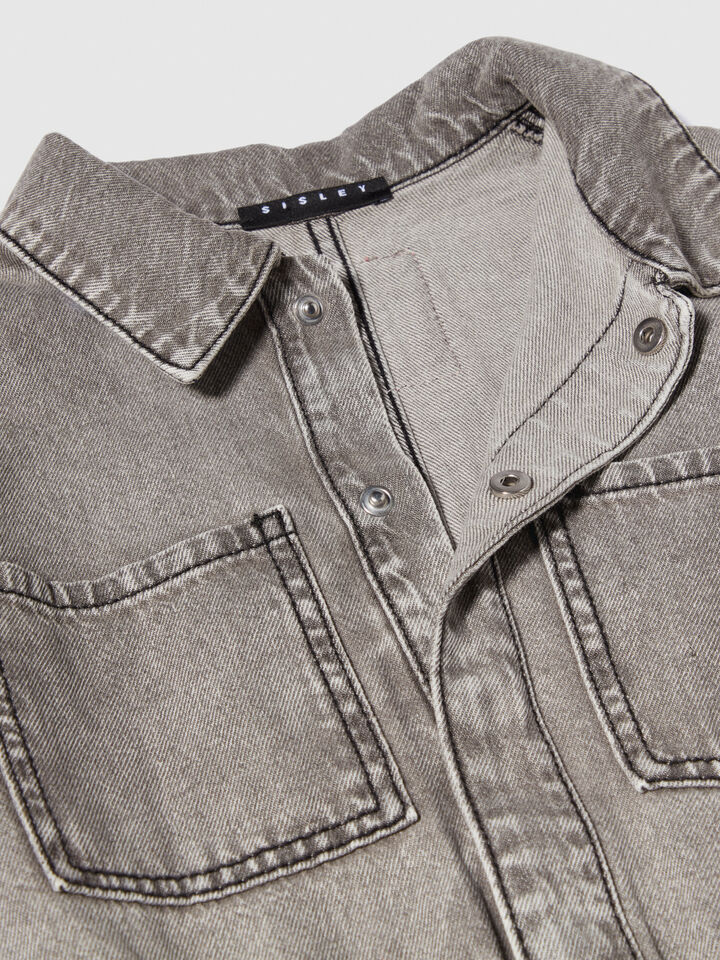 Denim dress with tears - girls' dresses - Light Gray | Sisley Young image number 3